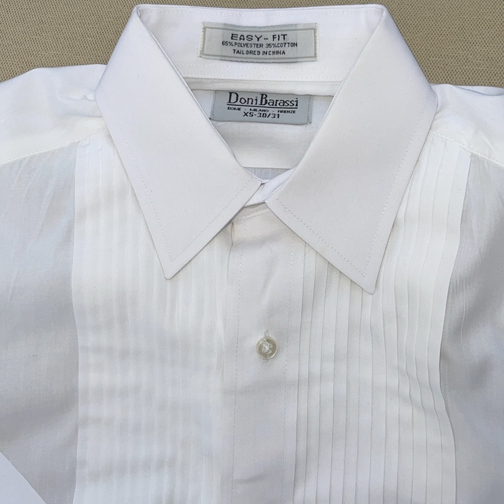 🔥 SALE DONI BARASSI Men’s White Tux Dress Shirt | XS 30/31
